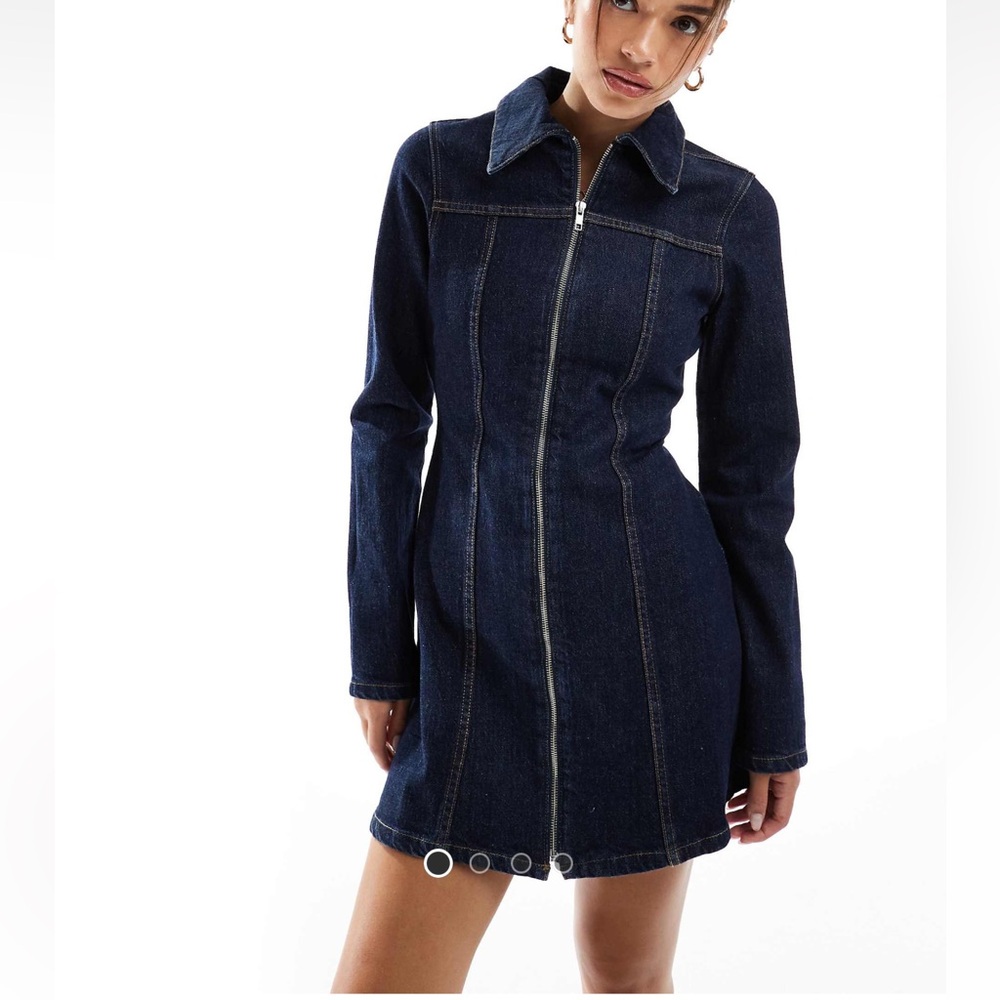 ASOS Dark Blue Denim Long Sleeve Dress
